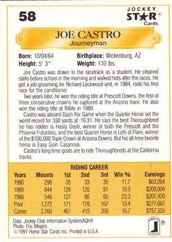 1991 Jockey Star Jockeys #58 Joe Castro Back